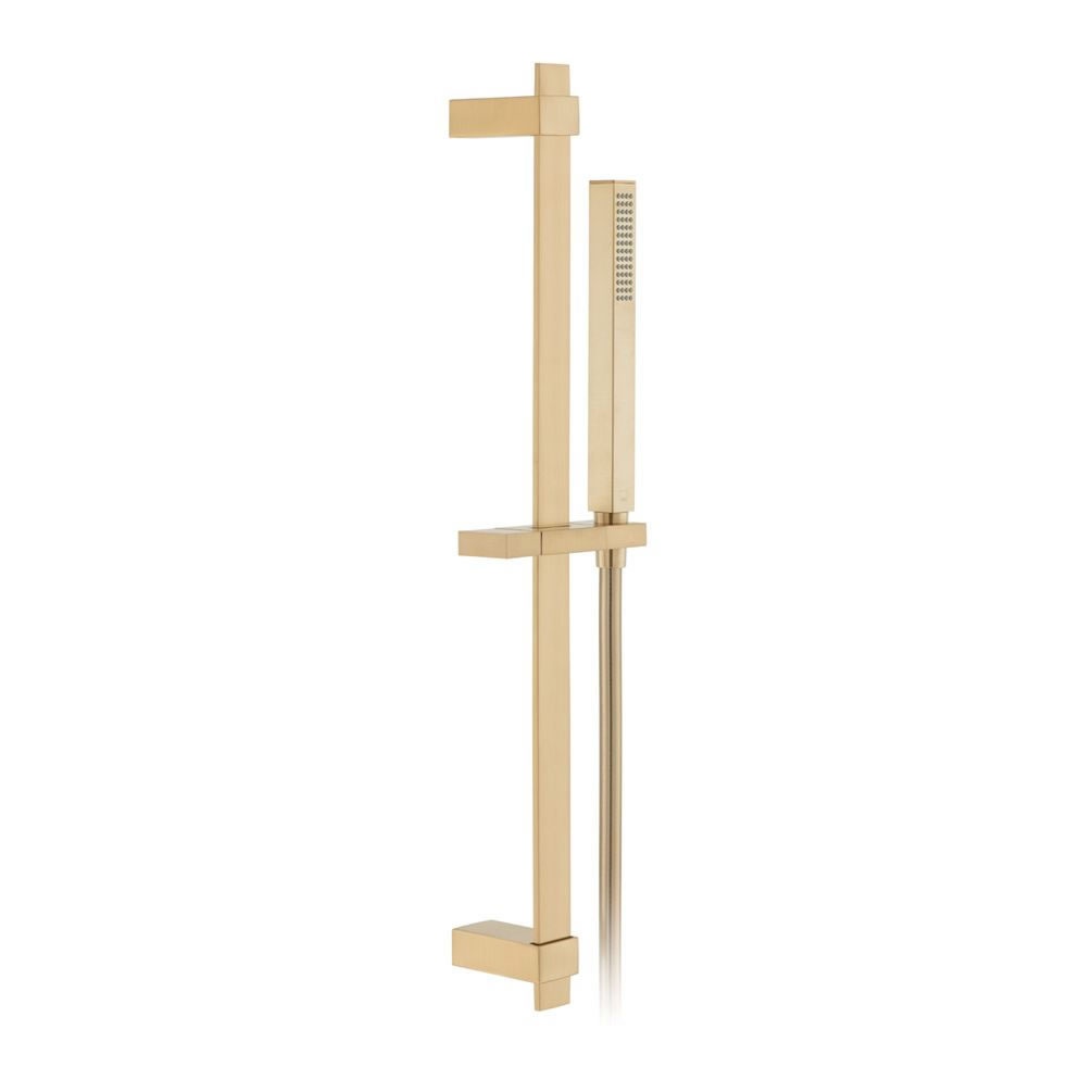 Cutout image of Vado Individual Brushed Gold Square Slide Rail Shower Kit